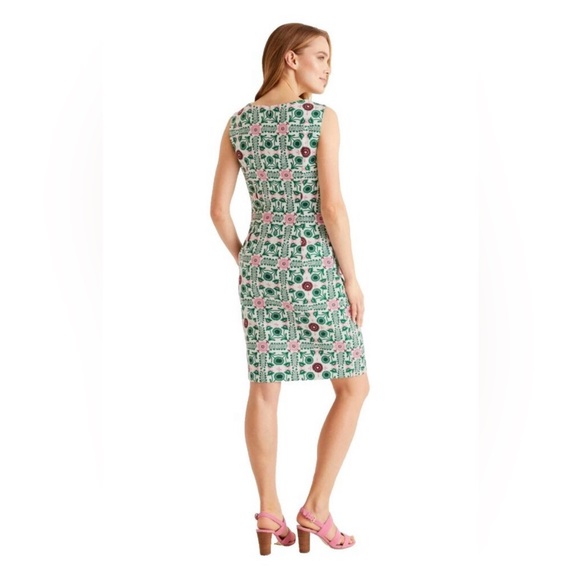 NWT Boden Tatiana Textured Dress Ivory Pink Trellis Tile Print Size 10L Womens - Picture 4 of 10